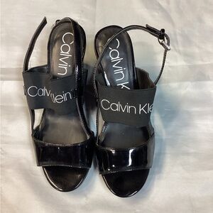 Calvin Klein Glossy Black Women's Sandals